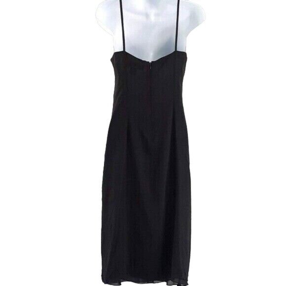 Nicole Miller Collection Silk Strappy Cocktail Dress Black Size 8 Sequin Floral - Picture 4 of 6